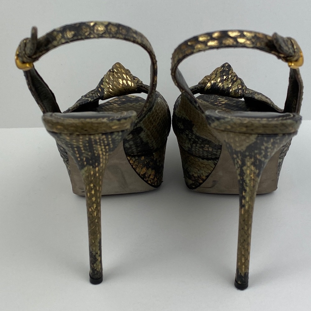 EUC SERGIO ROSSI METALLIC SNAKE PRINT PLATFORMS - Picture 3 of 7